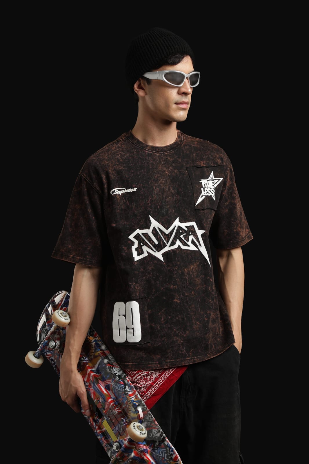 AURA WASHED OVERESIZED BLACK COLOUR TSHIRT