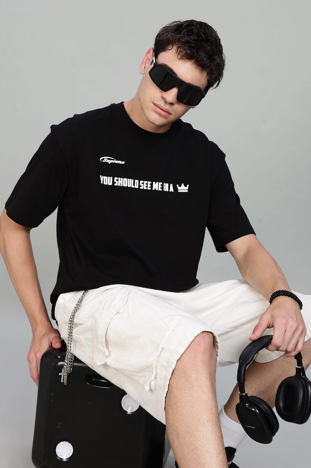 BILLE ELLISH PRINTED OVERSIZED UNISEX BLACK COLOUR T-SHIRT